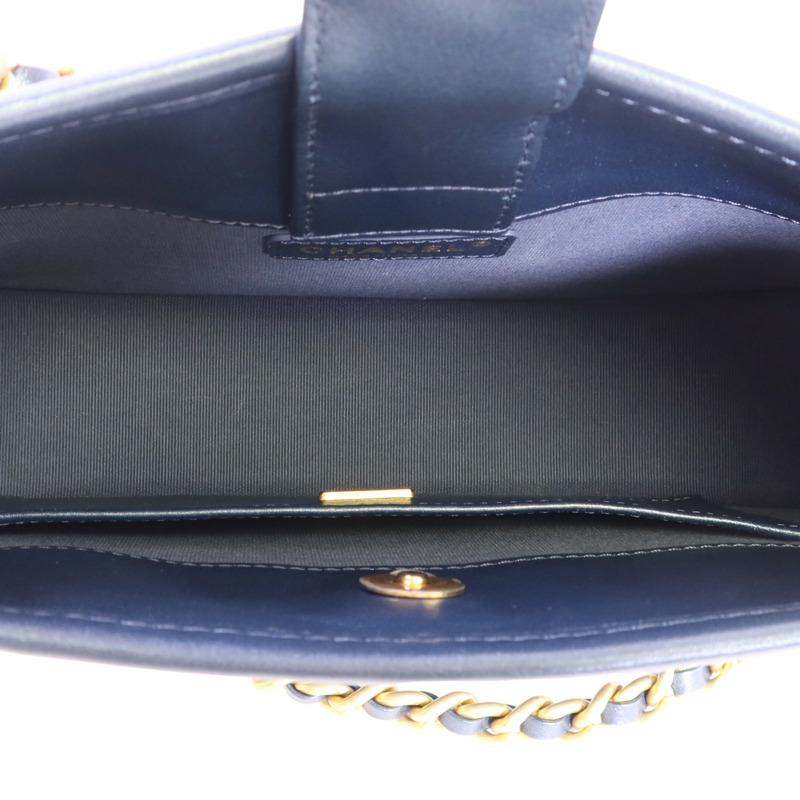 CHANEL 牛仔布Hobo Bag金扣鏈帶手挽肩背兩用袋-4