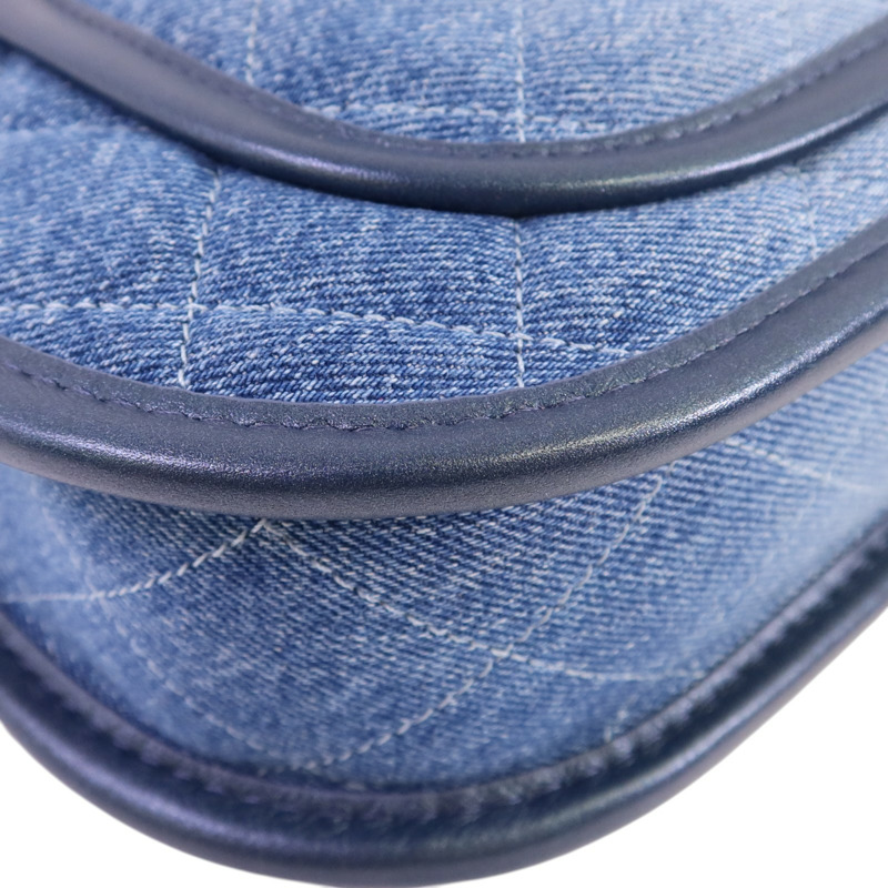 CHANEL 牛仔布Hobo Bag金扣鏈帶手挽肩背兩用袋-10