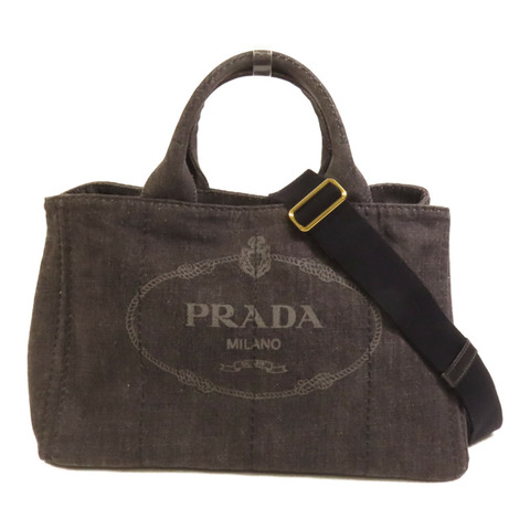 PRADA Denim Canapa金扣手挽肩背兩用袋