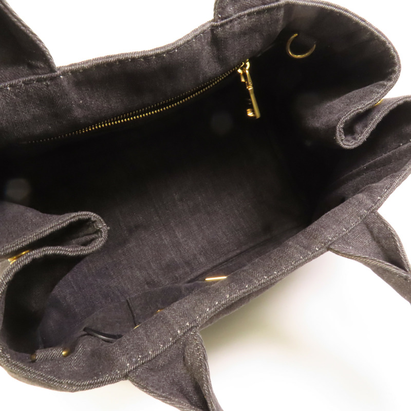 PRADA Denim Canapa金扣手挽肩背兩用袋-4