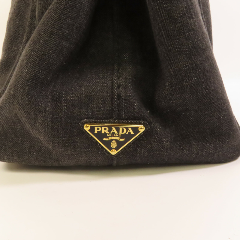PRADA Denim Canapa金扣手挽肩背兩用袋-7