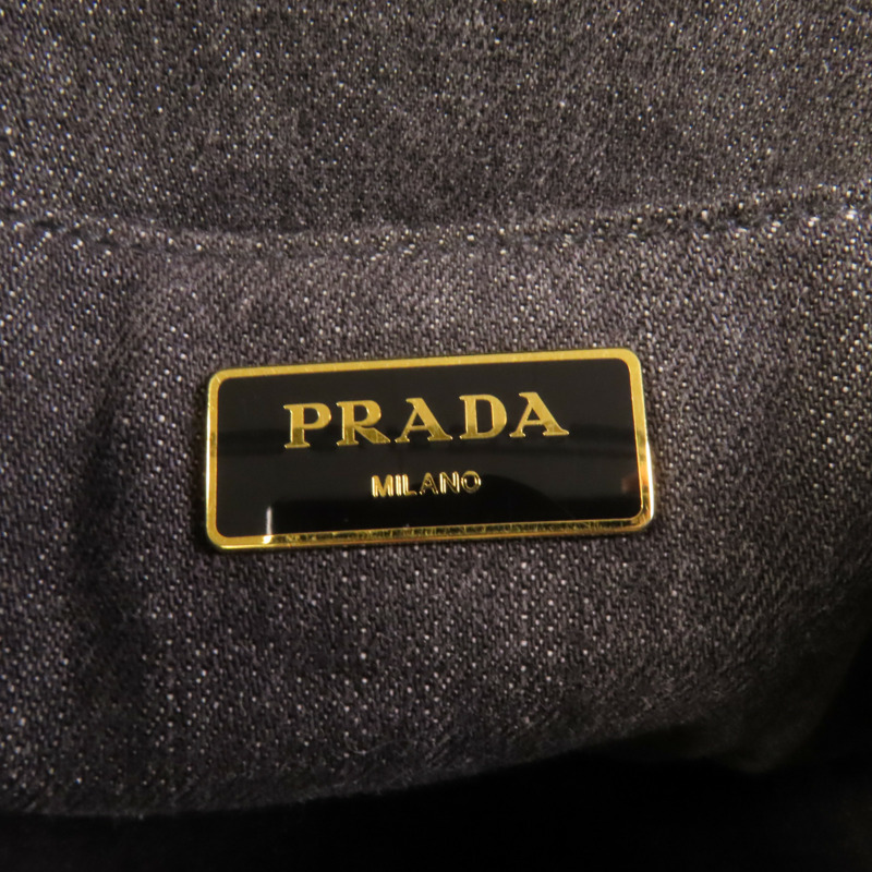 PRADA Denim Canapa金扣手挽肩背兩用袋-8