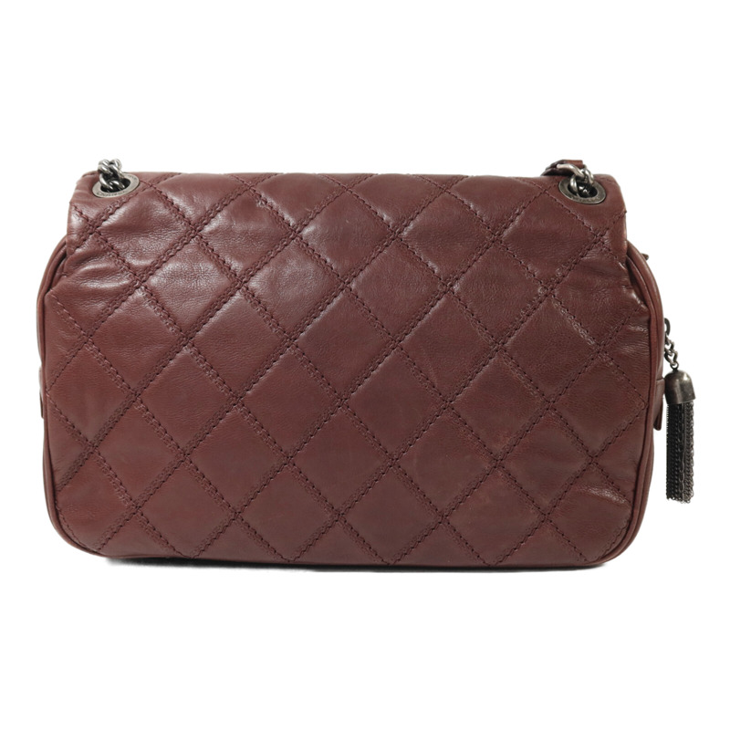 CHANEL 牛皮皮革Chain Shoulder銀扣鏈帶肩背袋-1