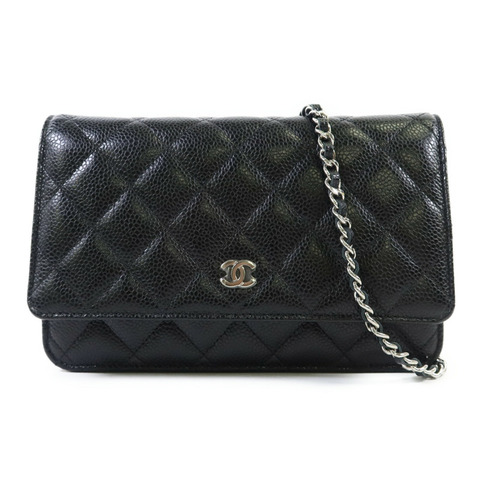 CHANEL 牛皮皮革WOC Wallet On Chain銀扣鏈帶肩背袋