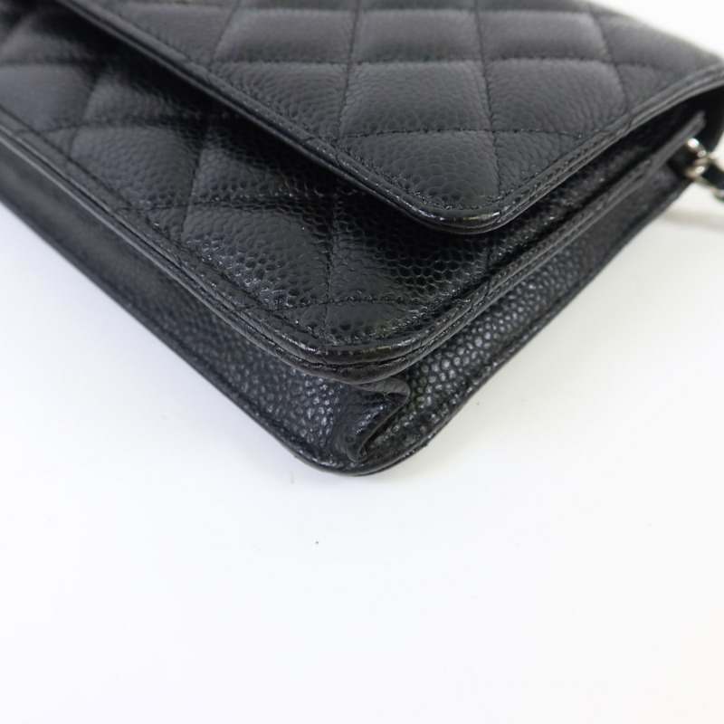 CHANEL 牛皮皮革WOC Wallet On Chain銀扣鏈帶肩背袋-11