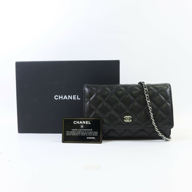 CHANEL 牛皮皮革WOC Wallet On Chain銀扣鏈帶肩背袋-18