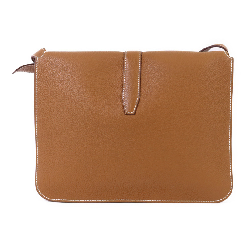 HERMES Togo皮革Steve Light Junior銀扣肩背袋Gold-1