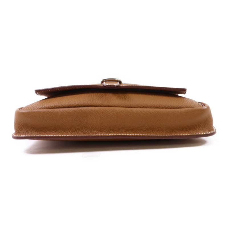 HERMES Togo皮革Steve Light Junior銀扣肩背袋Gold-3