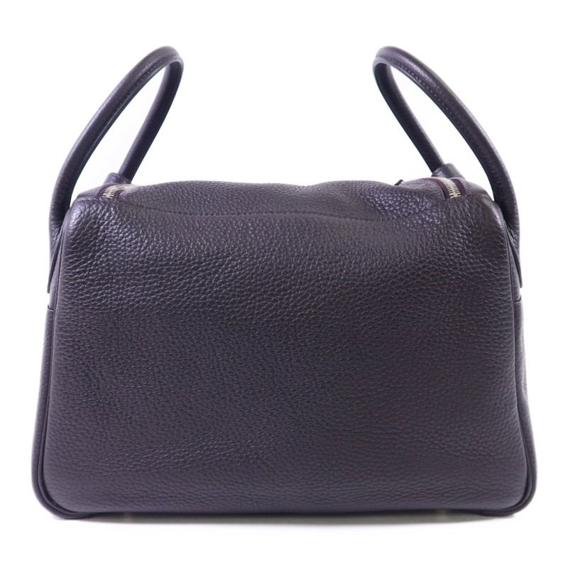 HERMES Clemence皮革Lindy 30銀扣手挽肩背兩用袋Prunoir-2