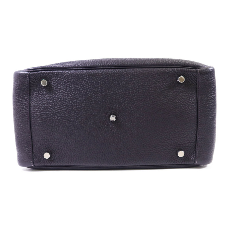 HERMES Clemence皮革Lindy 30銀扣手挽肩背兩用袋Prunoir-3