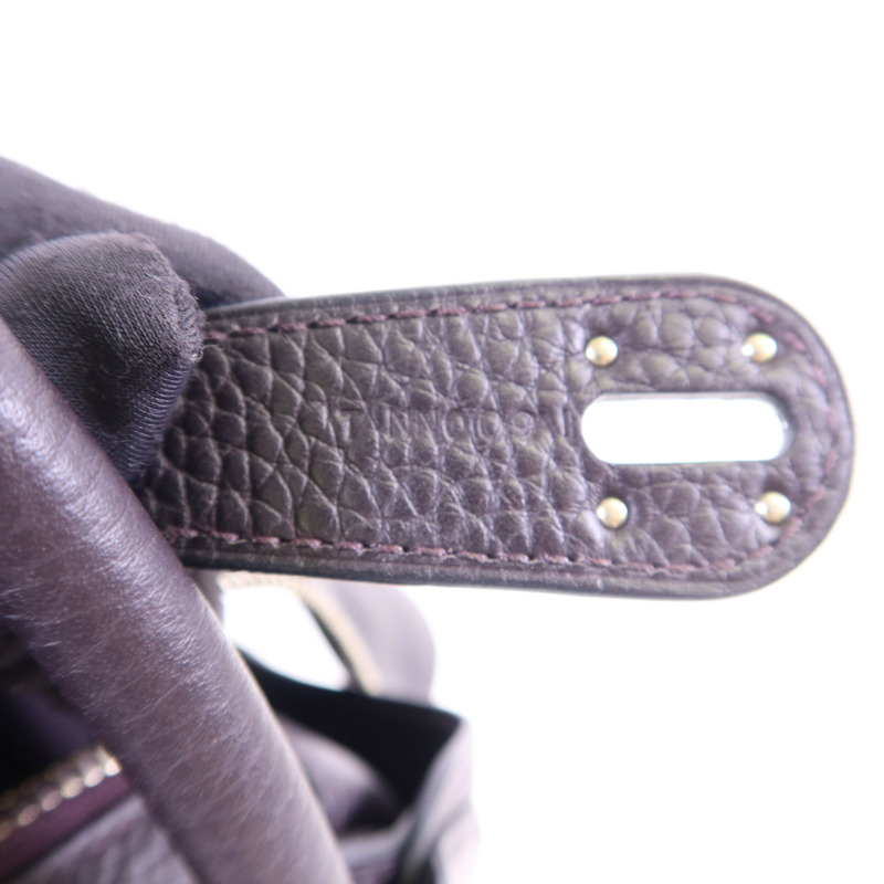 HERMES Clemence皮革Lindy 30銀扣手挽肩背兩用袋Prunoir-7