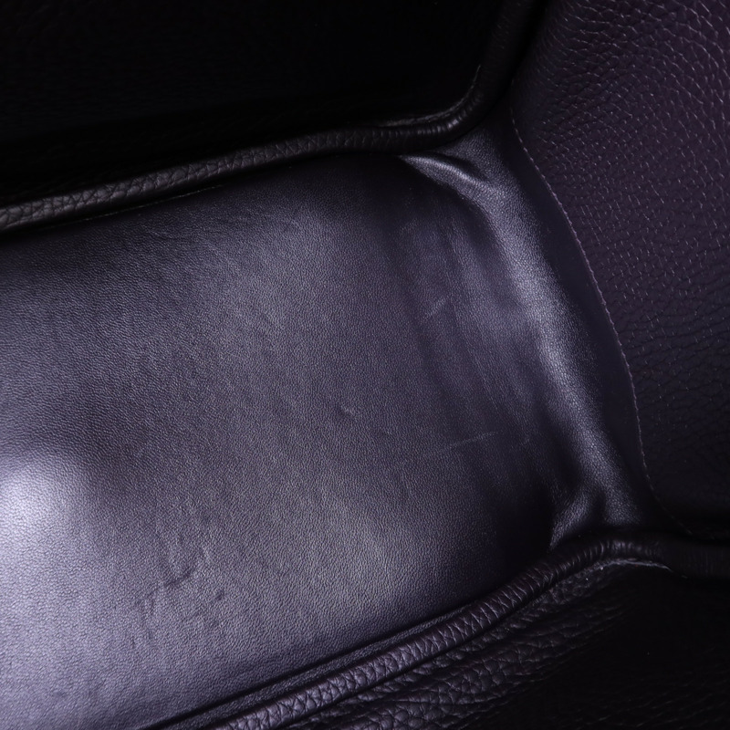 HERMES Clemence皮革Lindy 30銀扣手挽肩背兩用袋Prunoir-16