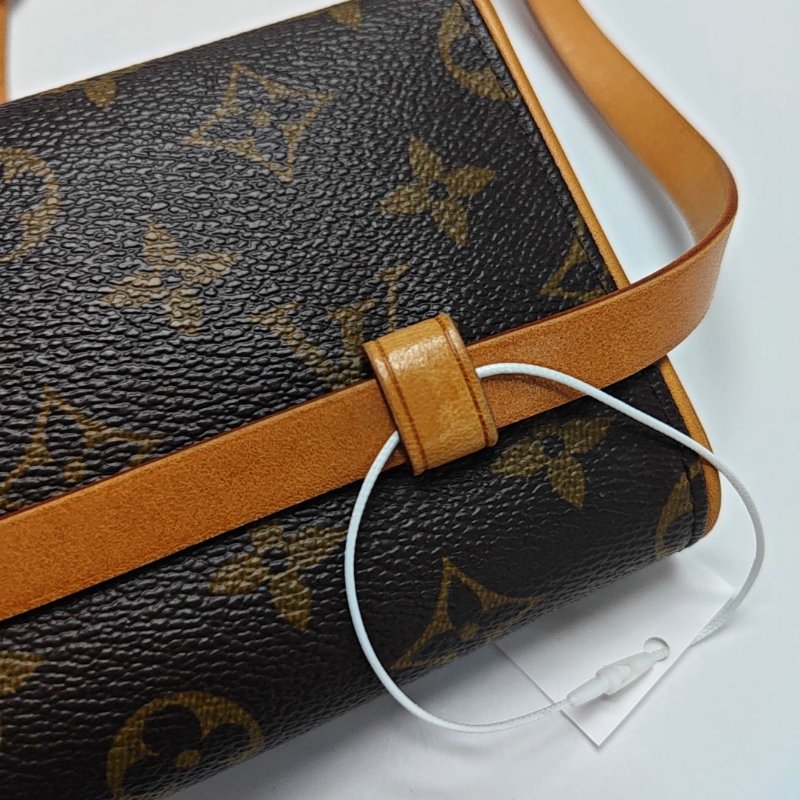 LOUIS VUITTON FLORENTINE棕色塗層帆布老花腰包斜挎包腰包/胸包金色五金可拆卸肩帶-13
