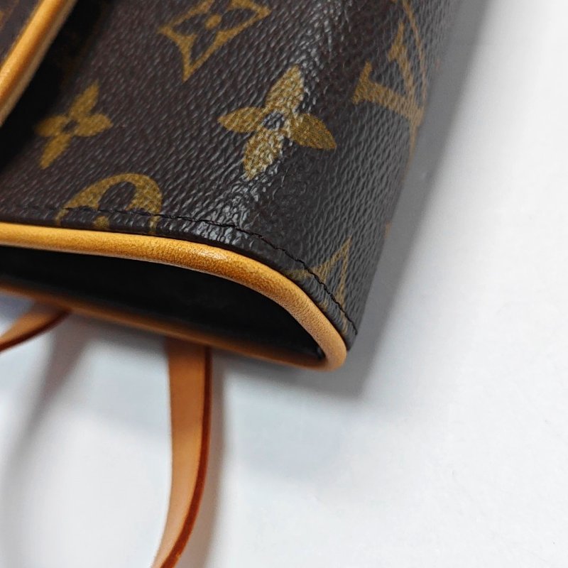 LOUIS VUITTON FLORENTINE棕色塗層帆布老花腰包斜挎包腰包/胸包金色五金可拆卸肩帶-14