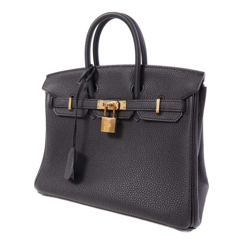 HERMES Clemence皮革Birkin 25金扣手挽袋Noir-2