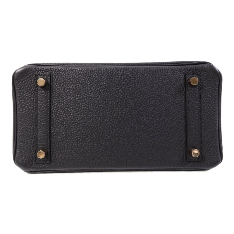 HERMES Clemence皮革Birkin 25金扣手挽袋Noir-3