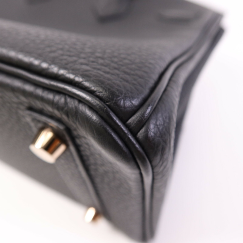HERMES Clemence皮革Birkin 25金扣手挽袋Noir-10