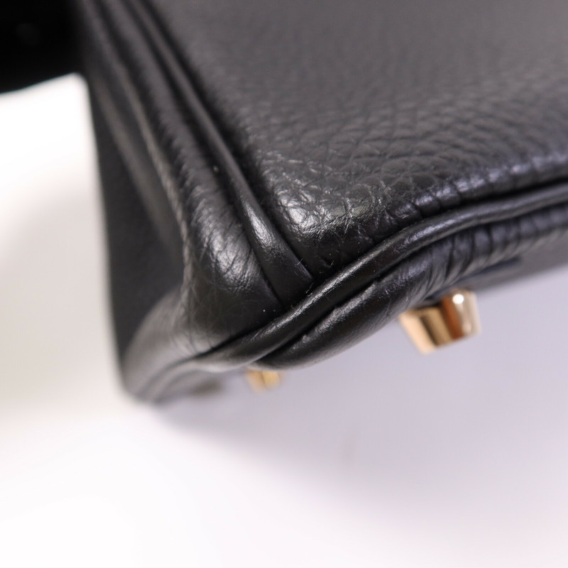 HERMES Clemence皮革Birkin 25金扣手挽袋Noir-11