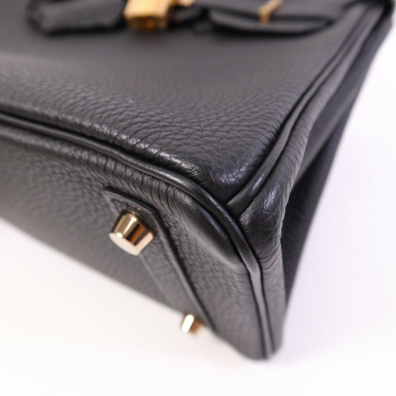 HERMES Clemence皮革Birkin 25金扣手挽袋Noir-12