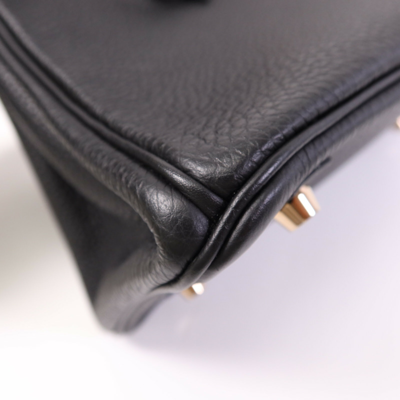HERMES Clemence皮革Birkin 25金扣手挽袋Noir-13