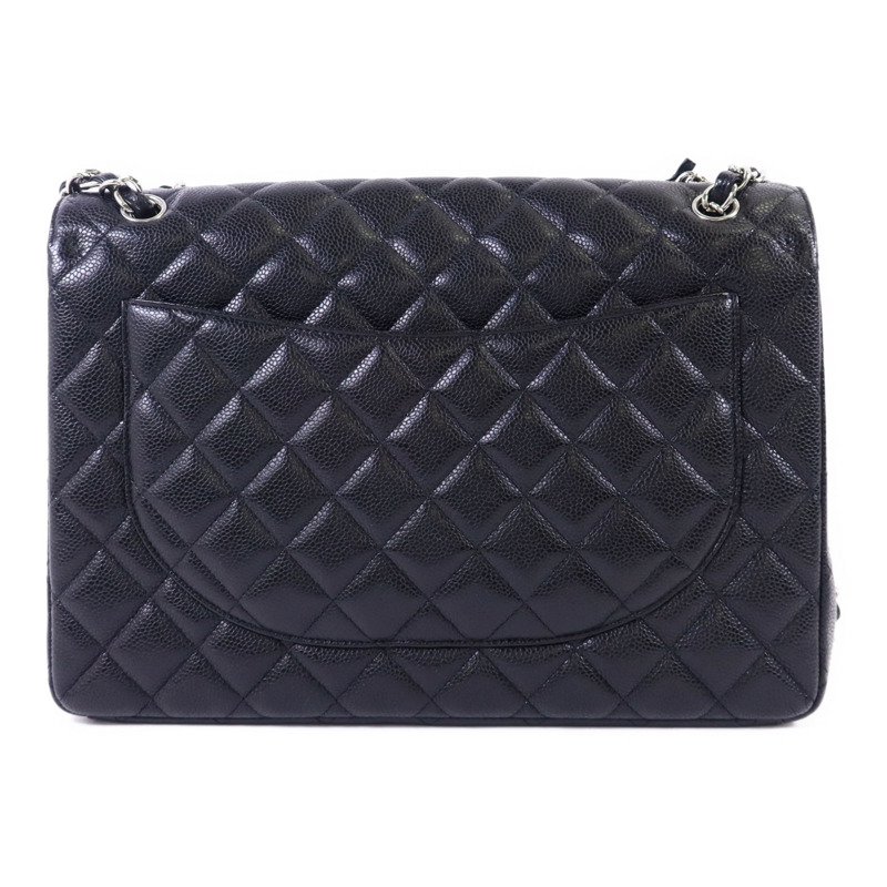 CHANEL 牛皮皮革Maxi Classic銀扣鏈帶肩背袋-1