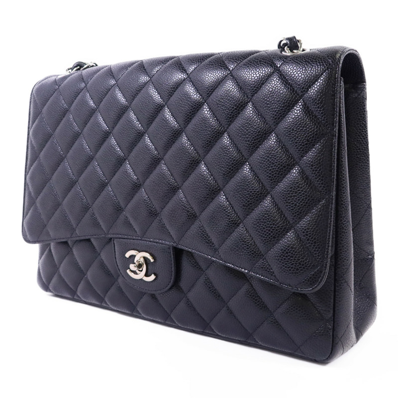 CHANEL 牛皮皮革Maxi Classic銀扣鏈帶肩背袋-2