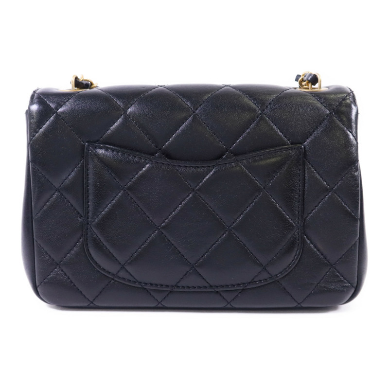 CHANEL 羊皮皮革Matelasse Mini Flap金扣鏈帶肩背袋-1