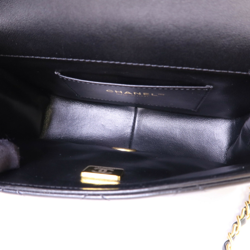 CHANEL 羊皮皮革Matelasse Mini Flap金扣鏈帶肩背袋-5