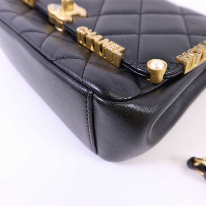 CHANEL 羊皮皮革Matelasse Mini Flap金扣鏈帶肩背袋-11