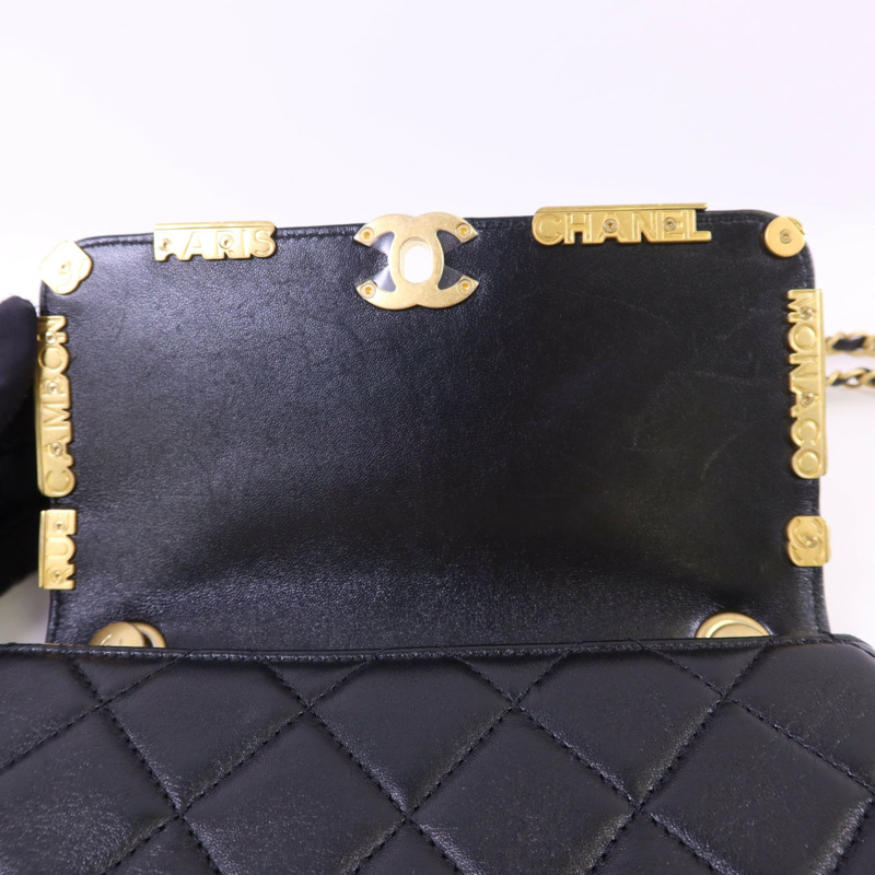 CHANEL 羊皮皮革Matelasse Mini Flap金扣鏈帶肩背袋-15