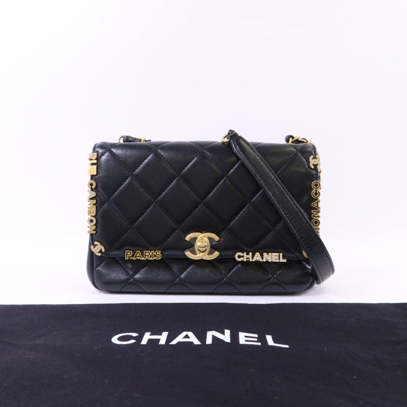 CHANEL 羊皮皮革Matelasse Mini Flap金扣鏈帶肩背袋-16