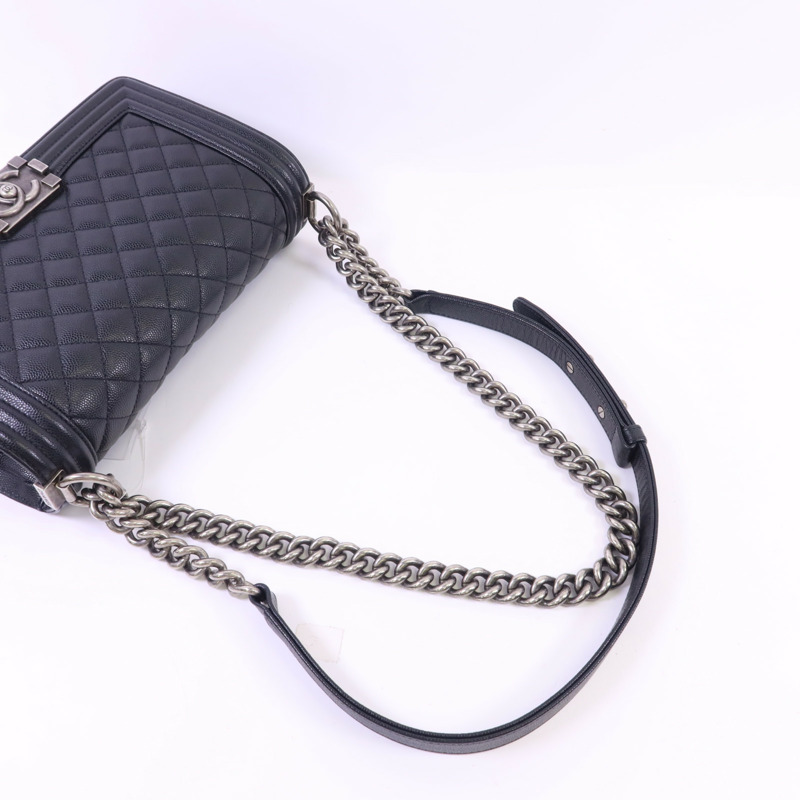 CHANEL 牛皮皮革Boy 25鏈帶肩背袋-5