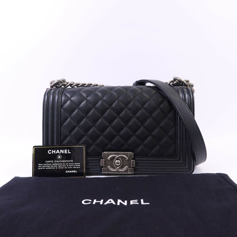 CHANEL 牛皮皮革Boy 25鏈帶肩背袋-17