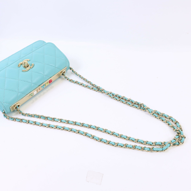 CHANEL 羊皮皮革Trendy CC金扣鏈帶肩背袋-4