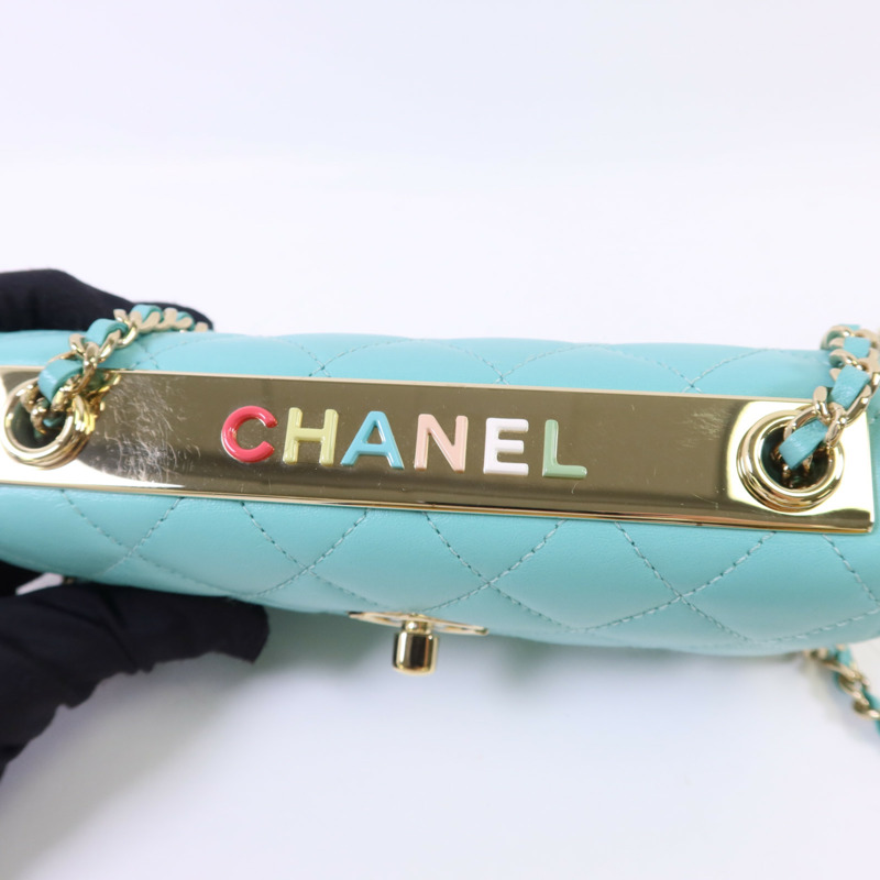 CHANEL 羊皮皮革Trendy CC金扣鏈帶肩背袋-5