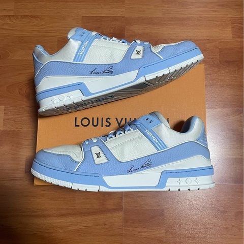 Lv Trainer白藍 正品路易威登休閒鞋 男款 海藍色 46碼