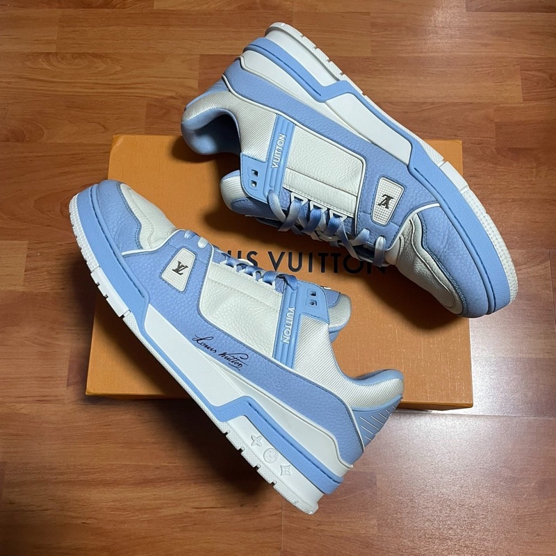 Lv Trainer白藍 正品路易威登休閒鞋 男款 海藍色 46碼-8