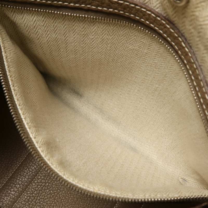 HERMES Clemence皮革Garden Party TPM銀扣手挽袋Etoupe-13