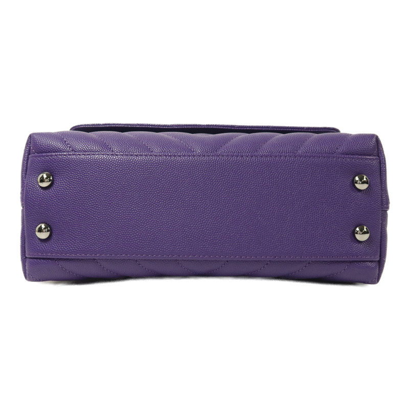 CHANEL 牛皮皮革Coco Handle銀扣鏈帶肩背袋-2