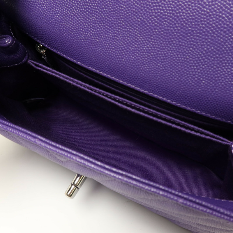 CHANEL 牛皮皮革Coco Handle銀扣鏈帶肩背袋-4