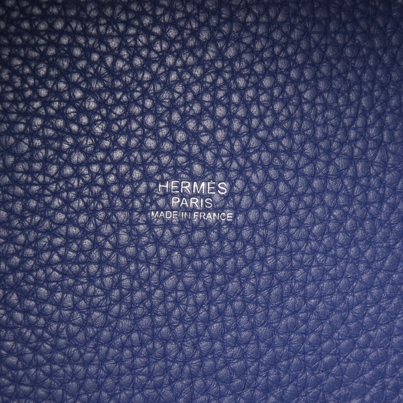 HERMES Clemence皮革Picotin PM銀扣手挽袋Bleu Brighton/Capucine-5