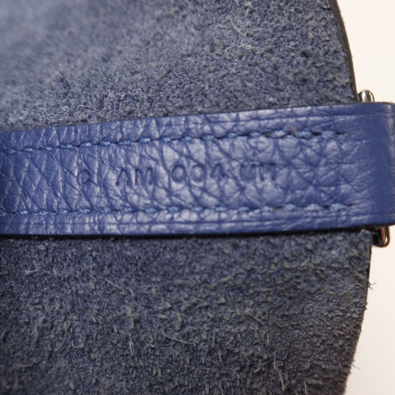 HERMES Clemence皮革Picotin PM銀扣手挽袋Bleu Brighton/Capucine-6