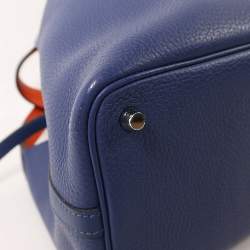 HERMES Clemence皮革Picotin PM銀扣手挽袋Bleu Brighton/Capucine-10