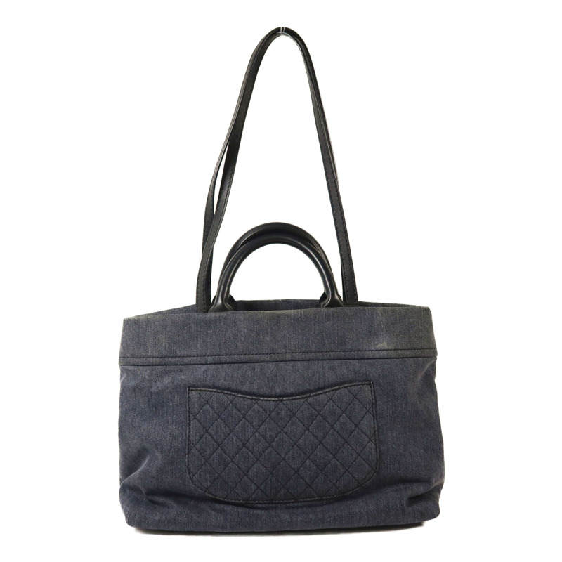 CHANEL 牛仔布2 way Shoulder銀扣手挽肩背兩用袋-1