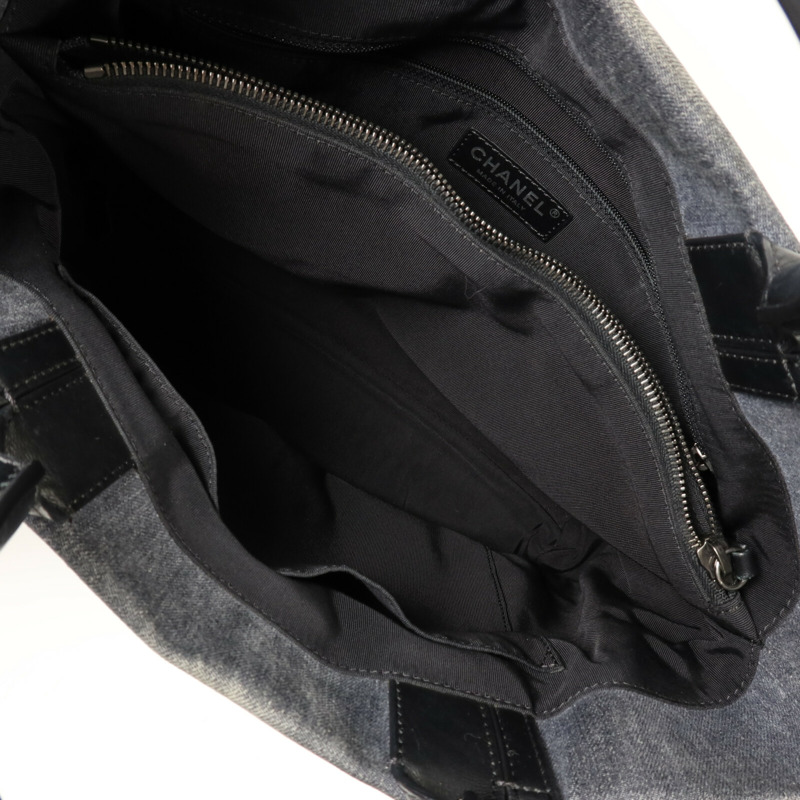 CHANEL 牛仔布2 way Shoulder銀扣手挽肩背兩用袋-4