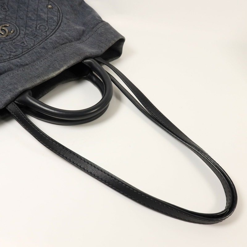 CHANEL 牛仔布2 way Shoulder銀扣手挽肩背兩用袋-7