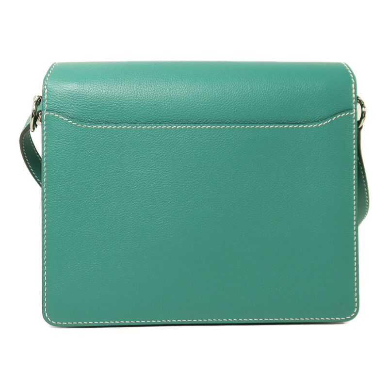 HERMES Evercolor皮革Roulis 23銀扣肩背袋Vert Verone-1