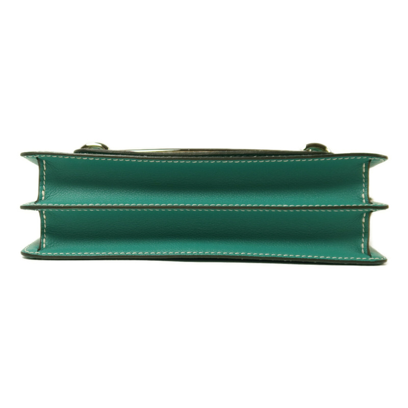 HERMES Evercolor皮革Roulis 23銀扣肩背袋Vert Verone-3