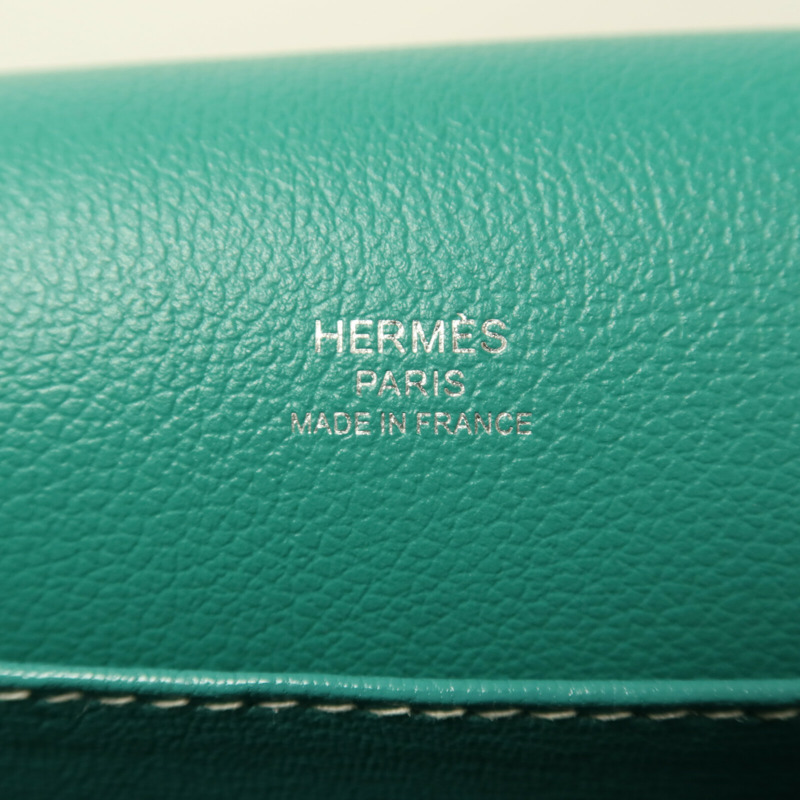 HERMES Evercolor皮革Roulis 23銀扣肩背袋Vert Verone-5