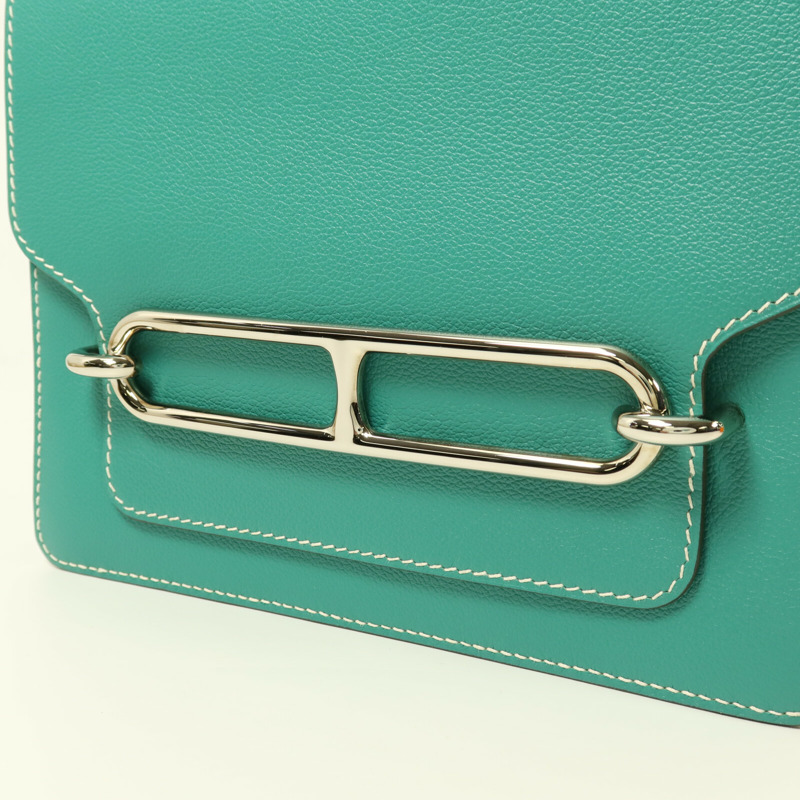 HERMES Evercolor皮革Roulis 23銀扣肩背袋Vert Verone-7